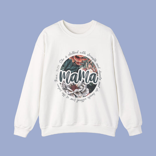 Mama Floral Crewneck Sweatshirt — 'Mama' Script with Botanical Wreath (Mother’s Day Gift)