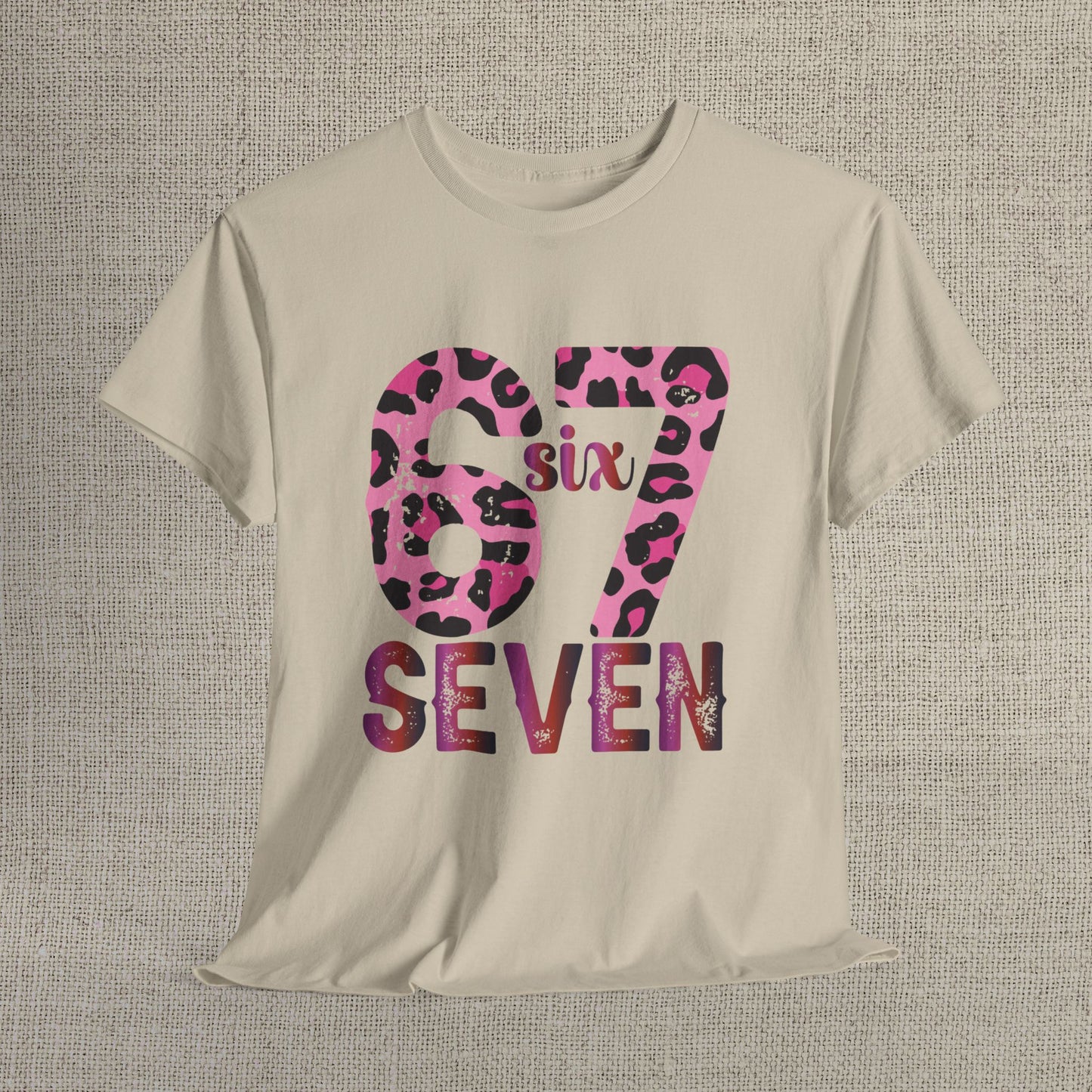 67 Seven Pink Leopard Print Tee — Birthday Number Shirt