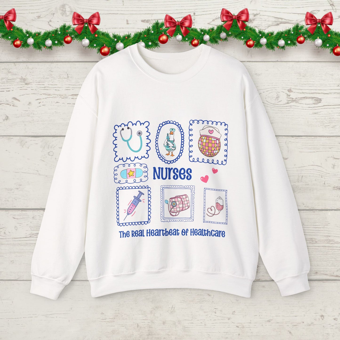 Nurses Heartbeat of Healthcare Sweatshirt – Cute Medical Worker Crewneck, Nurse Appreciation Gift, Healthcare Hero Pullover