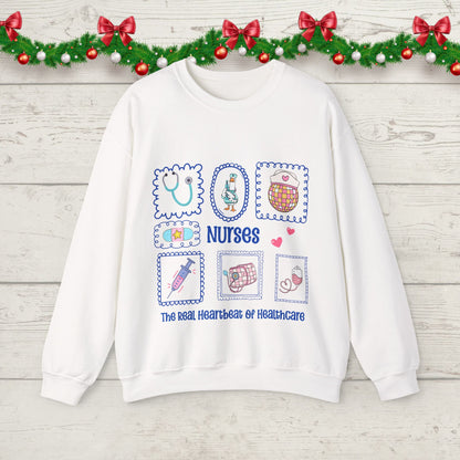 Nurses Heartbeat of Healthcare Sweatshirt – Cute Medical Worker Crewneck, Nurse Appreciation Gift, Healthcare Hero Pullover