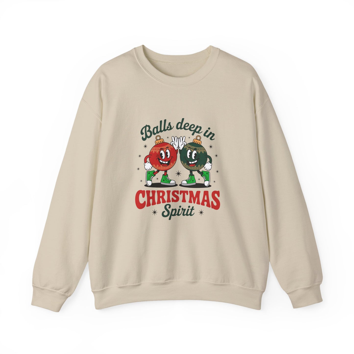 Christmas Golf Sweatshirt — “Balls Deep in Christmas Spirit” Holiday Crewneck