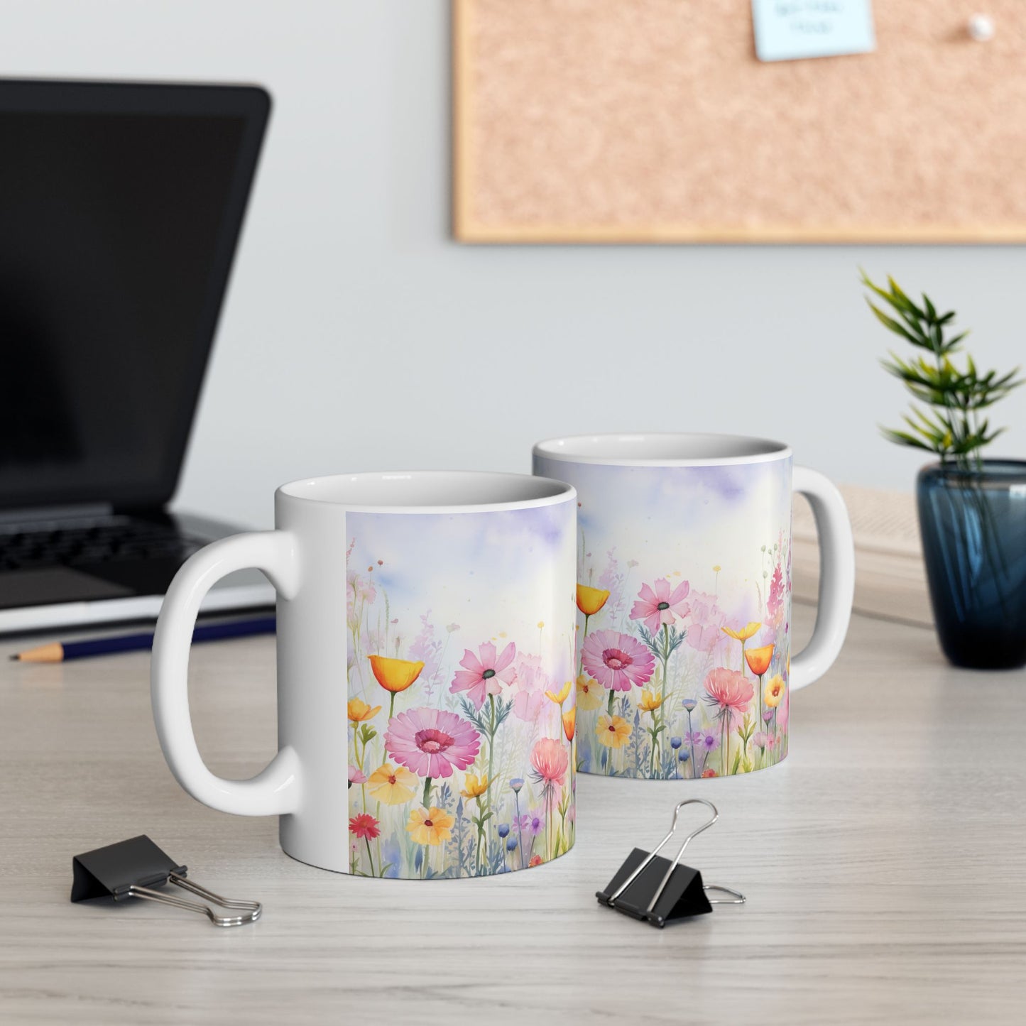 Pastel Meadow Floral Ceramic Mug — "Sip Slowly and Let the Day Unfurl"
