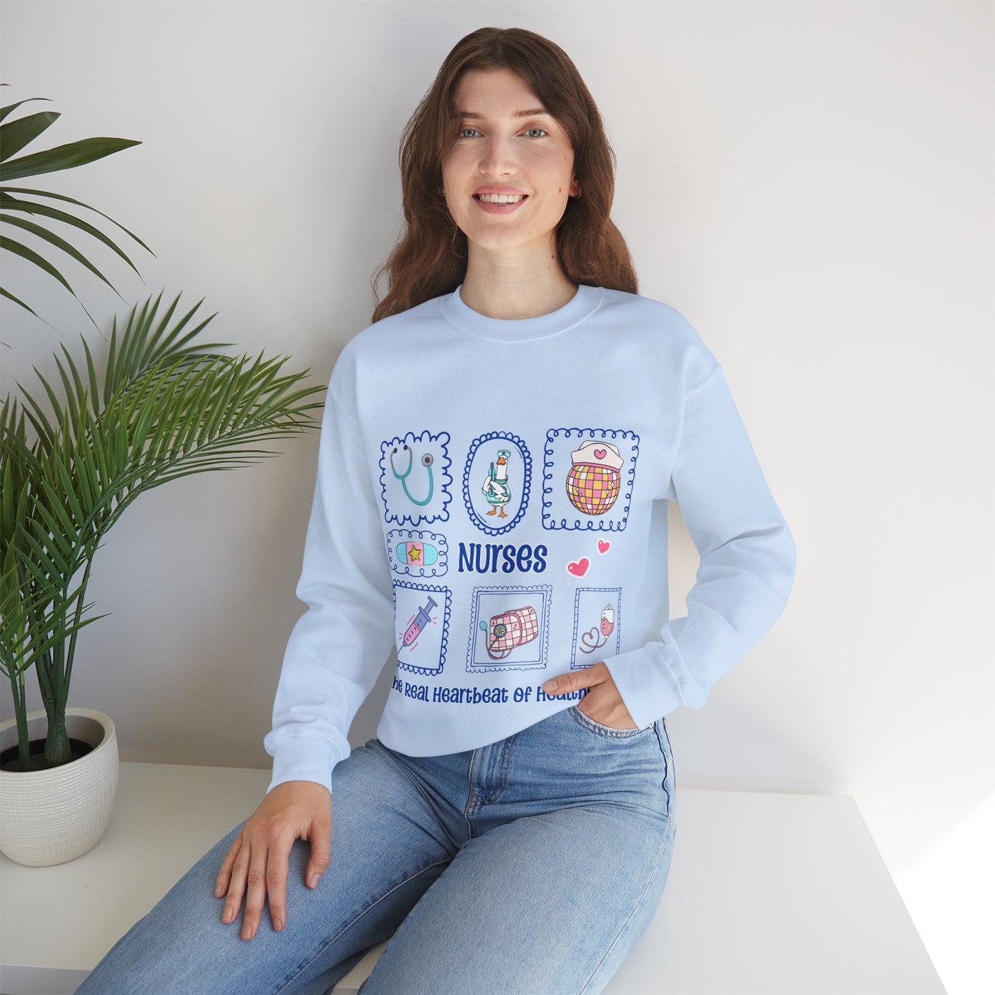 Nurses Heartbeat of Healthcare Sweatshirt – Cute Medical Worker Crewneck, Nurse Appreciation Gift, Healthcare Hero Pullover