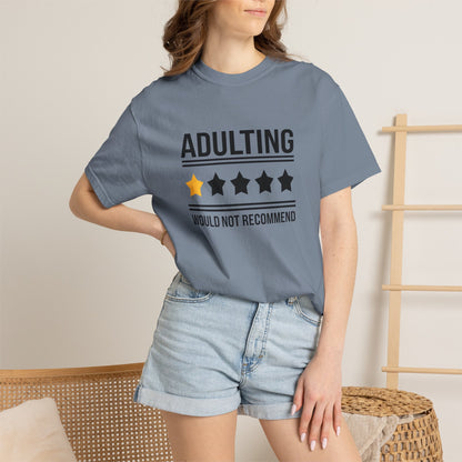 Adulting Would Not Recommend Funny 1-Star Review T-Shirt