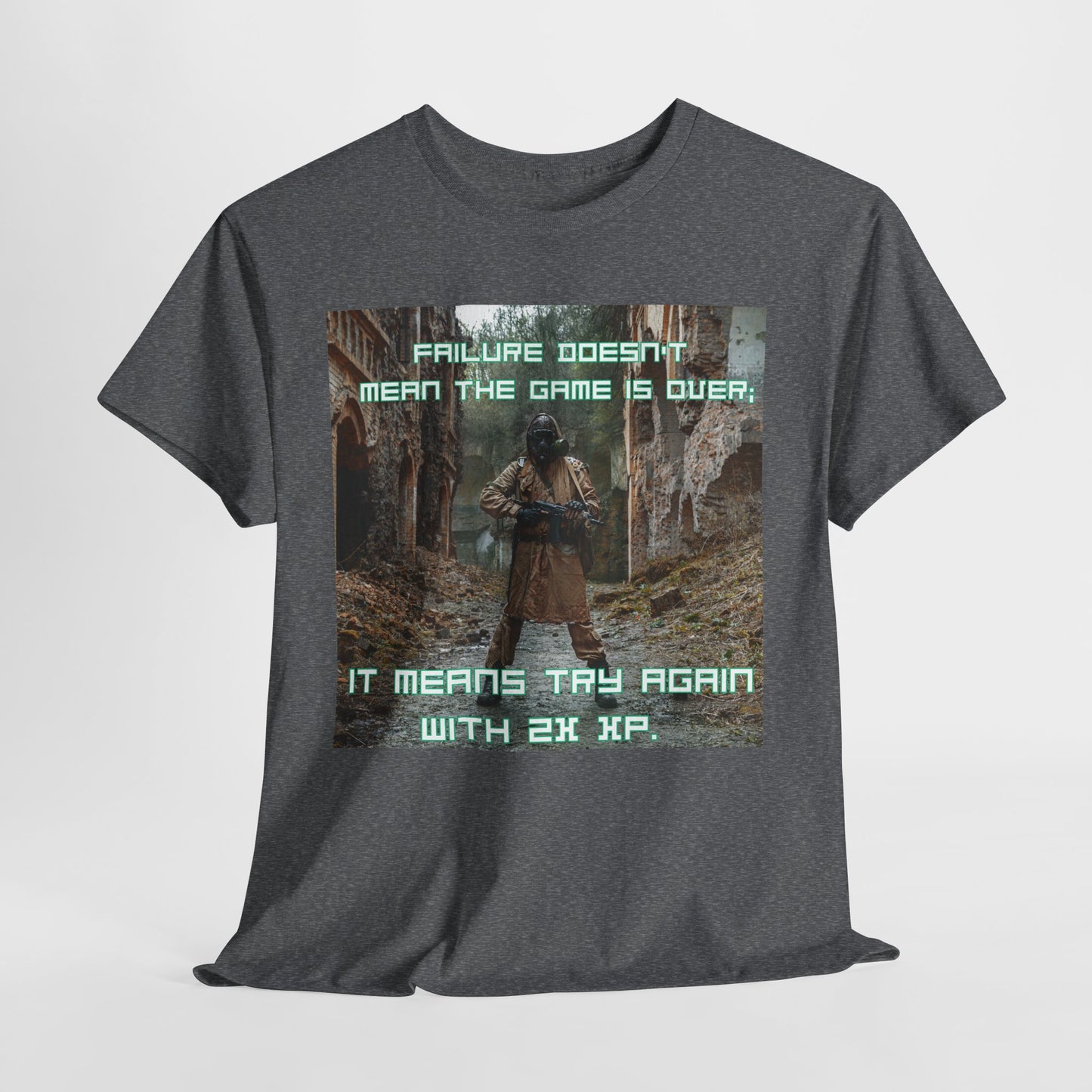 Gamer Motivational Tee - "Failure Doesn't Mean The Game Is Over" Retro RPG Graphic Shirt