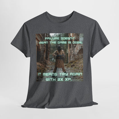 Gamer Motivational Tee - "Failure Doesn't Mean The Game Is Over" Retro RPG Graphic Shirt
