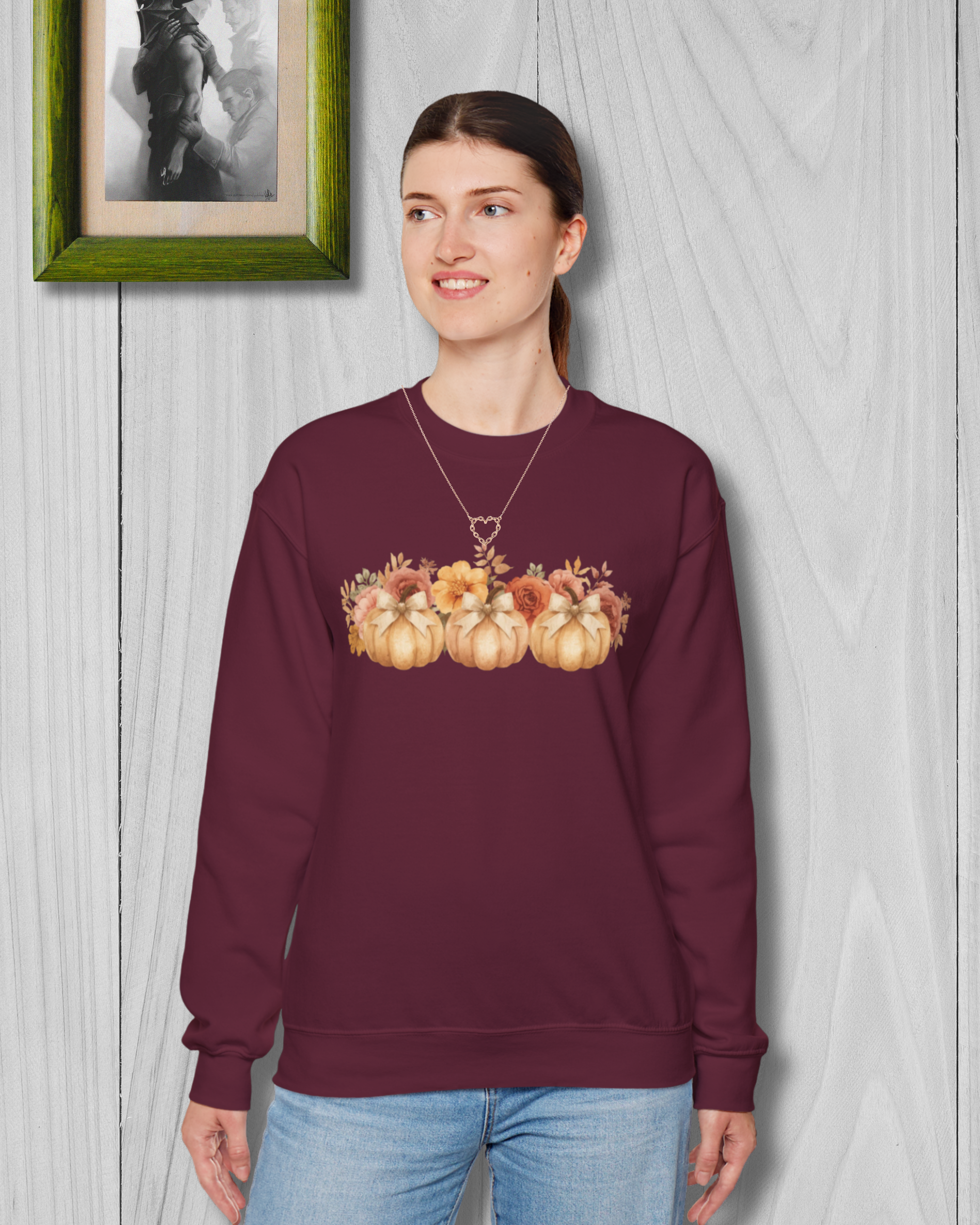 Pumpkin Floral Sweatshirt | Cozy Fall Crewneck | Autumn Gift, Thanksgiving Apparel, Casual Sweater, Harvest Decor, Seasonal Fashion