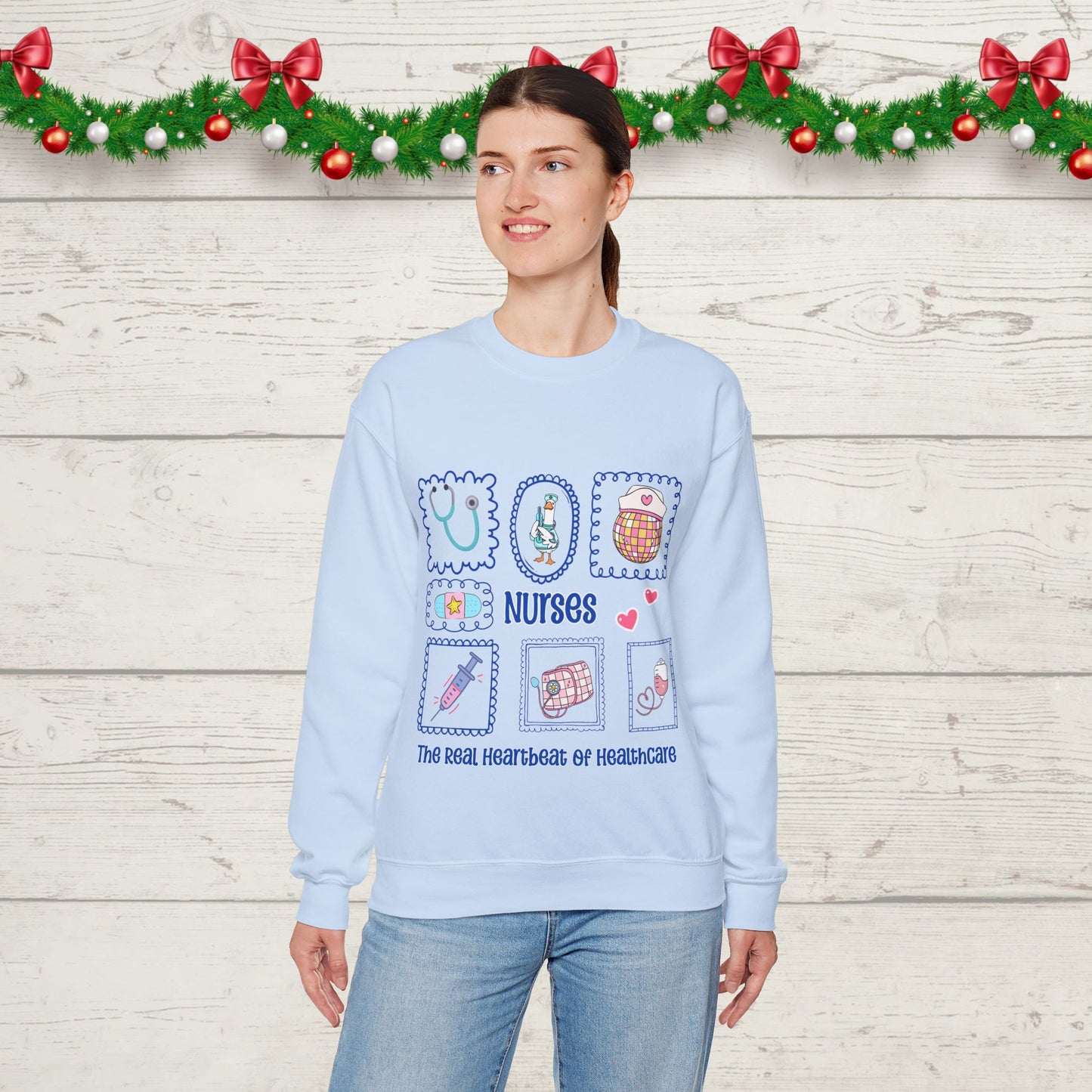 Nurses Heartbeat of Healthcare Sweatshirt – Cute Medical Worker Crewneck, Nurse Appreciation Gift, Healthcare Hero Pullover