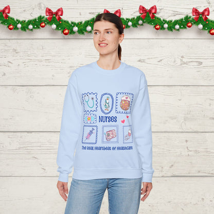 Nurses Heartbeat of Healthcare Sweatshirt – Cute Medical Worker Crewneck, Nurse Appreciation Gift, Healthcare Hero Pullover
