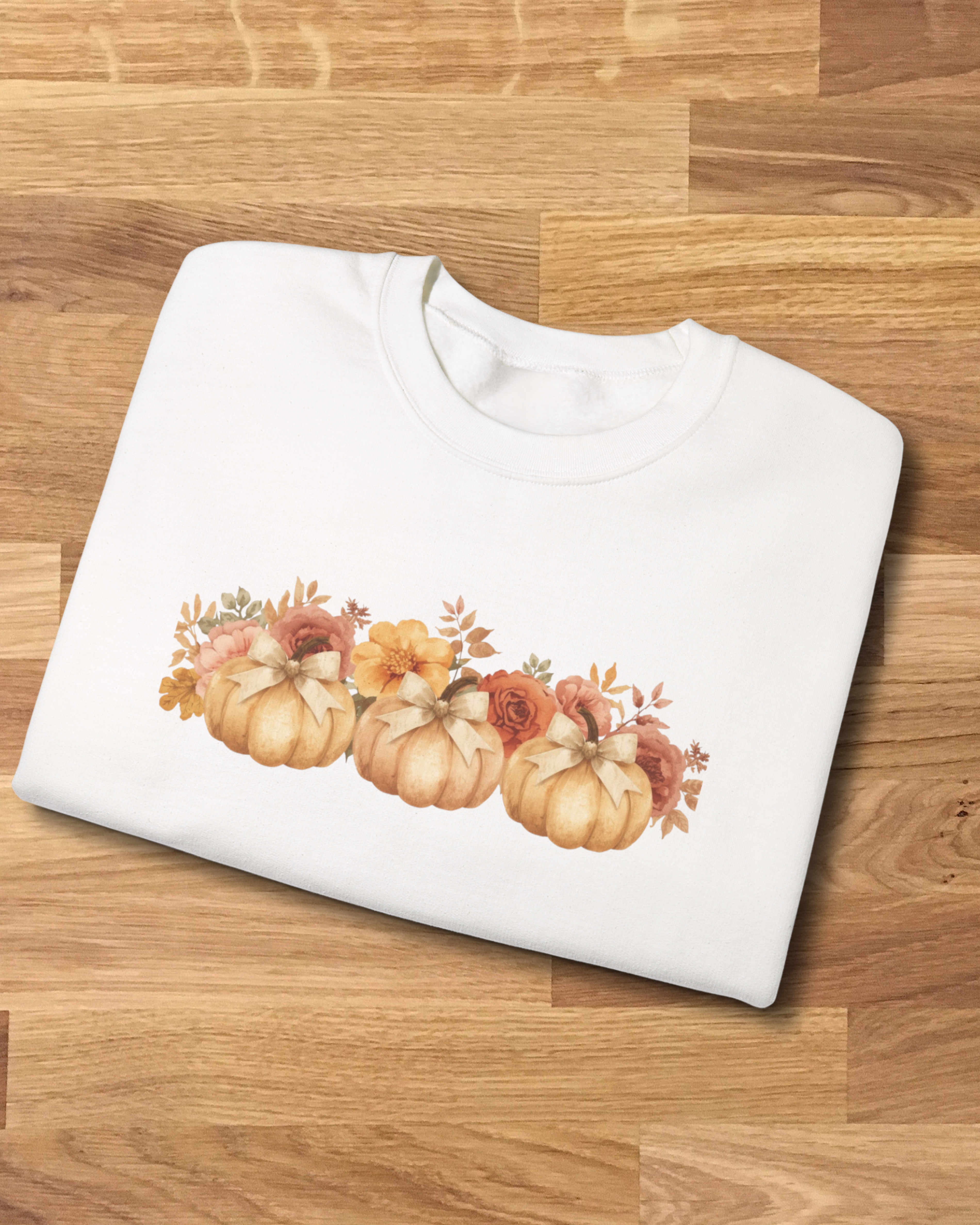 Pumpkin Floral Sweatshirt | Cozy Fall Crewneck | Autumn Gift, Thanksgiving Apparel, Casual Sweater, Harvest Decor, Seasonal Fashion