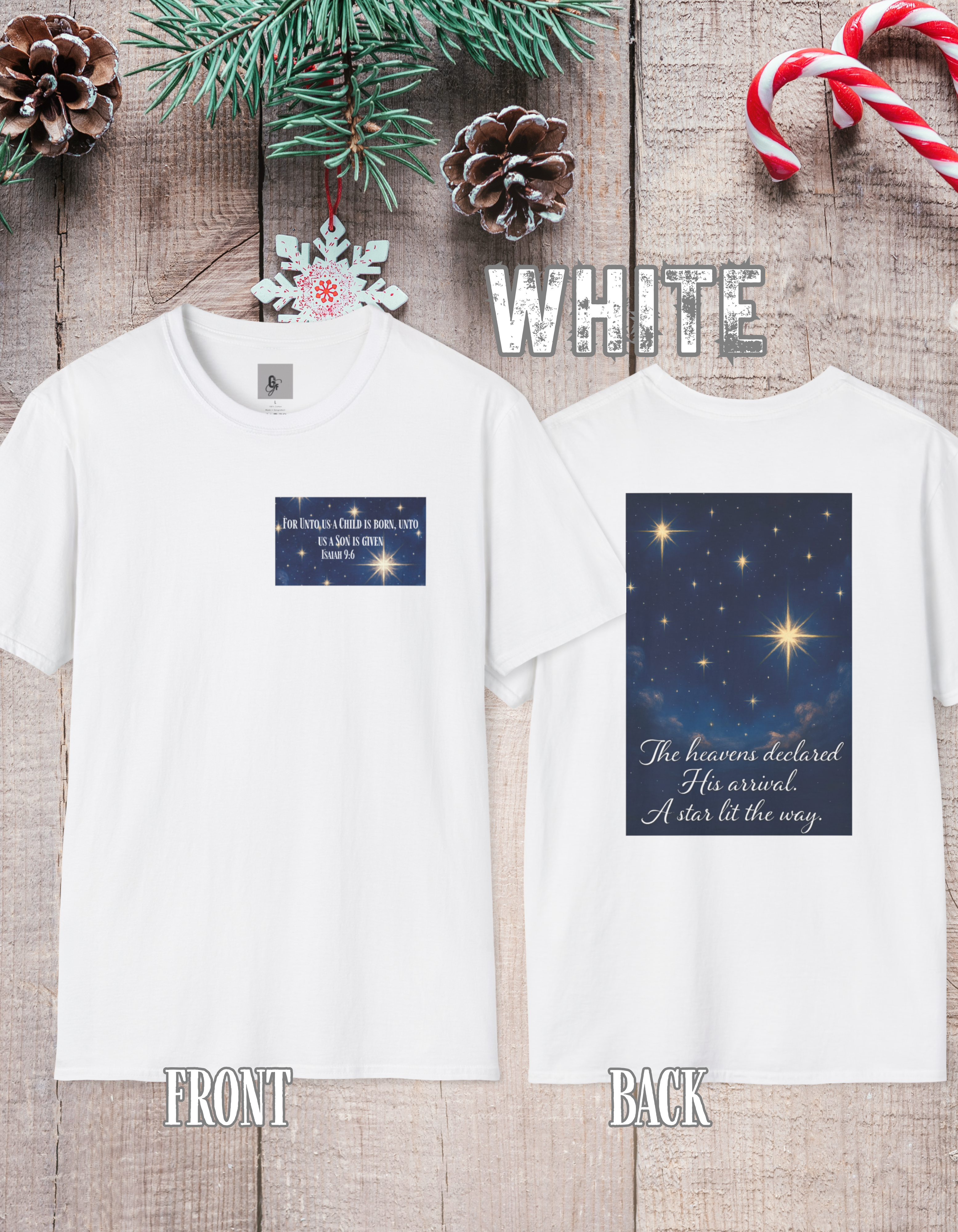 For Unto Us  T-Shirt - Perfect for Christmas, Christians, Birthday Gifts, Inspirational Fashion