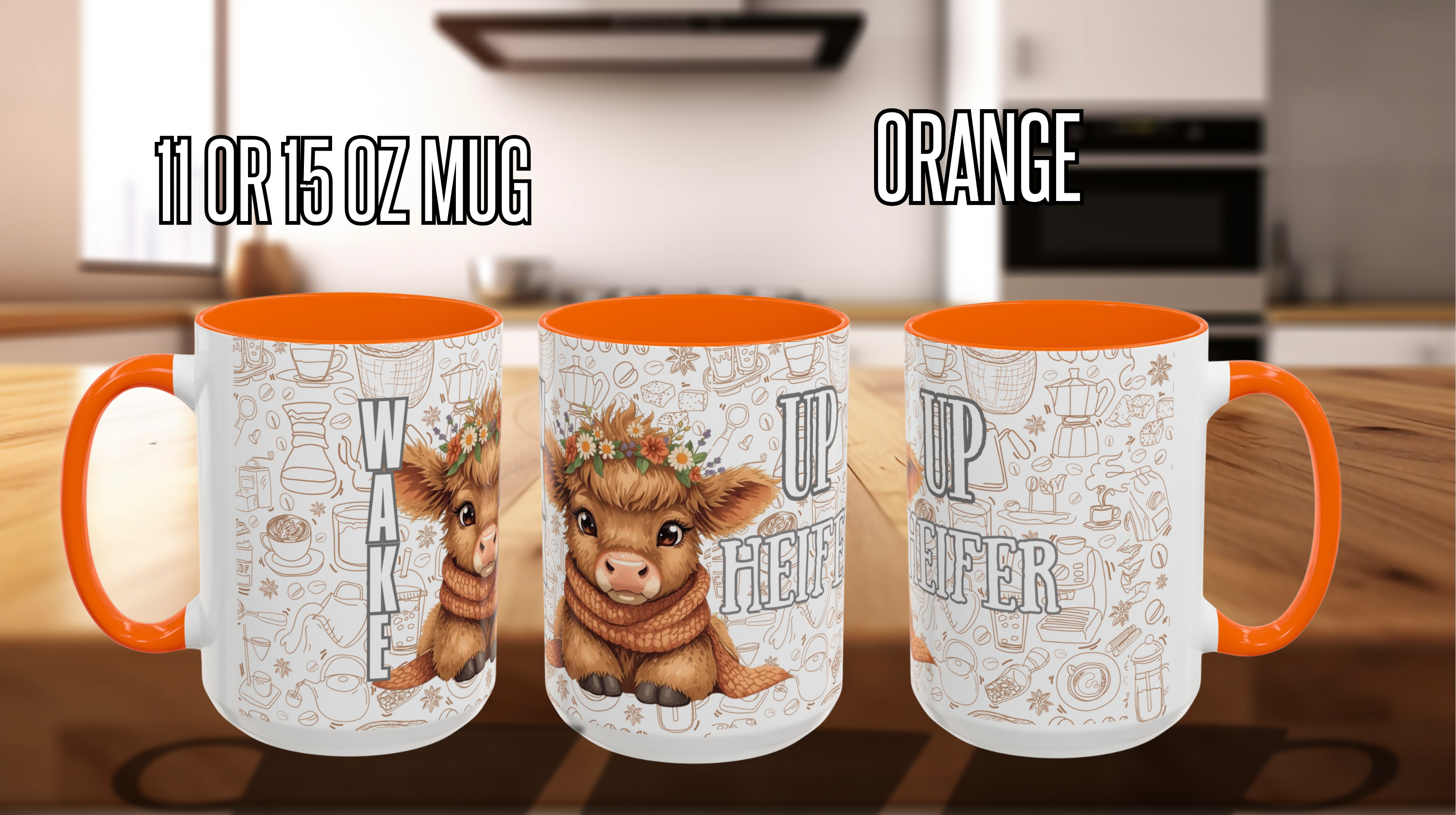 Cute Highland Cow Coffee Mug - Heffier Wake Up! Perfect Gift for Animal Lovers, Cute Mug, Kitchen Decor, Cozy Coffee Cup, Gift for Cow Lovers