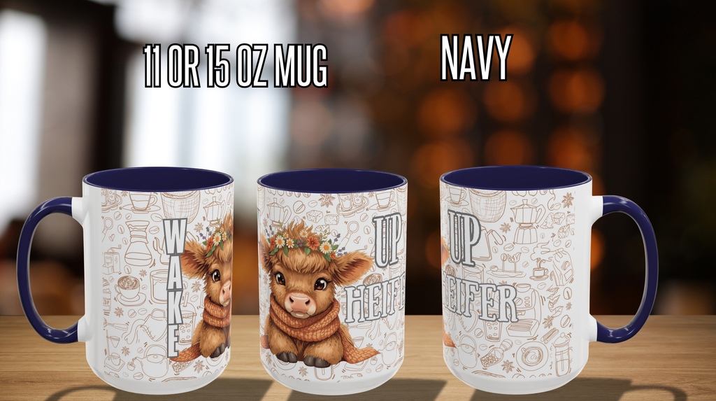 Cute Highland Cow Coffee Mug - Heffier Wake Up! Perfect Gift for Animal Lovers, Cute Mug, Kitchen Decor, Cozy Coffee Cup, Gift for Cow Lovers