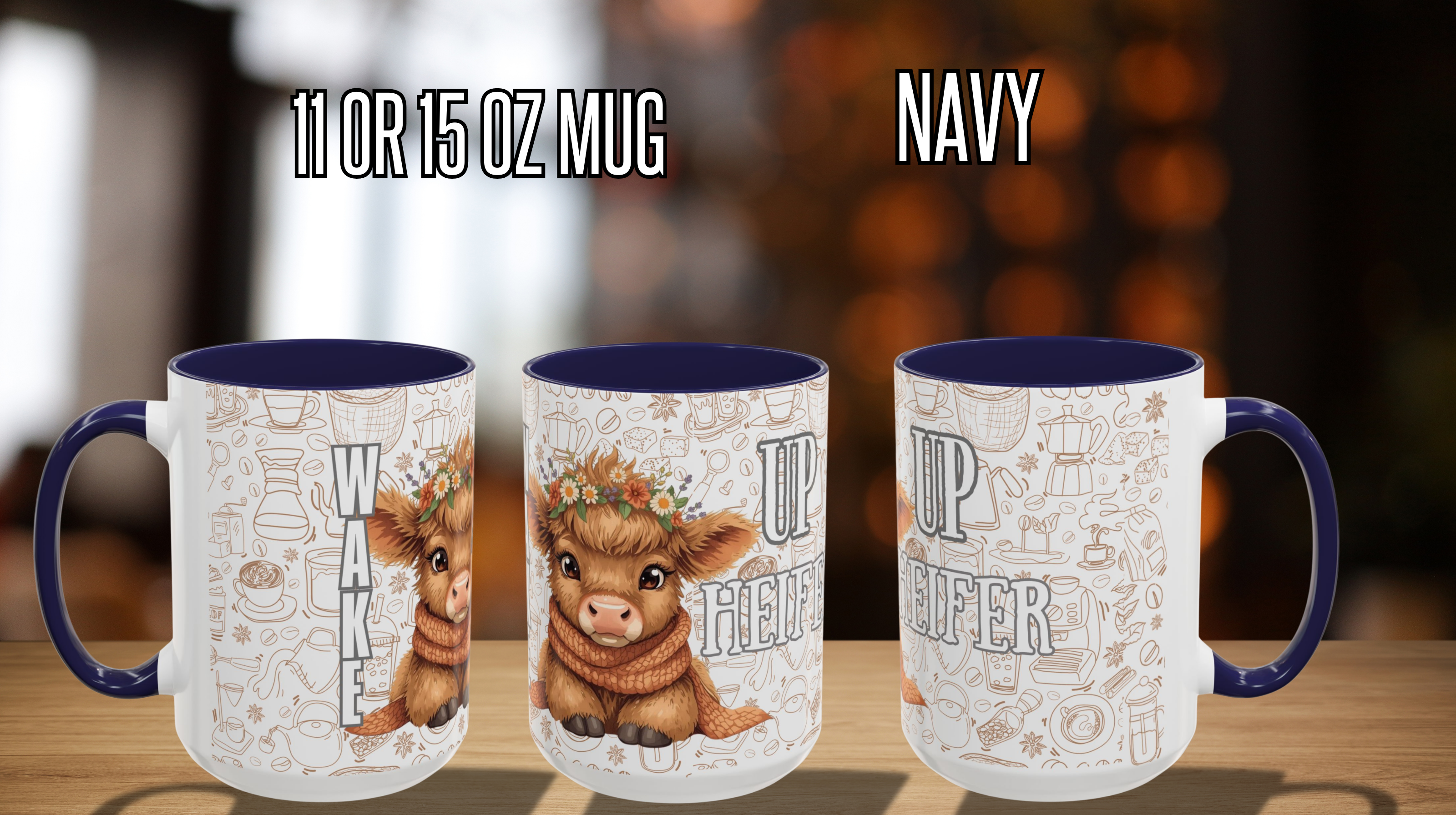 Cute Highland Cow Coffee Mug - Heffier Wake Up! Perfect Gift for Animal Lovers, Cute Mug, Kitchen Decor, Cozy Coffee Cup, Gift for Cow Lovers