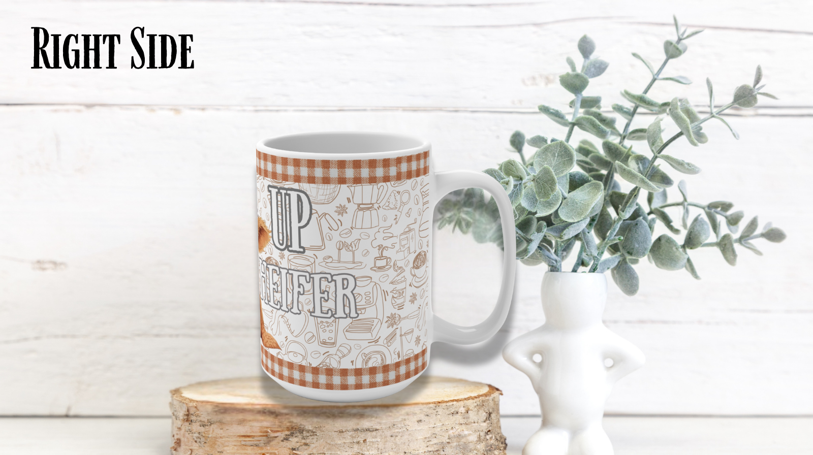Cozy Farmhouse Mug,  Wake Up Heffier! Cute Cow Coffee Cup, Rustic Kitchen Decor, Animal Lover Gift, Farmhouse Chic Mug