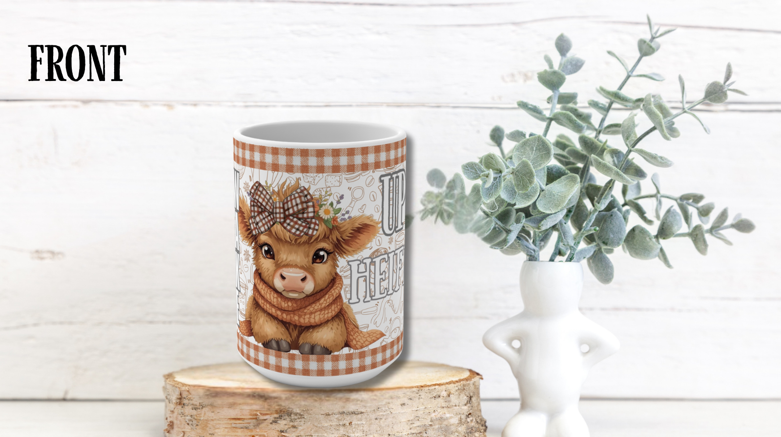 Cozy Farmhouse Mug,  Wake Up Heffier! Cute Cow Coffee Cup, Rustic Kitchen Decor, Animal Lover Gift, Farmhouse Chic Mug