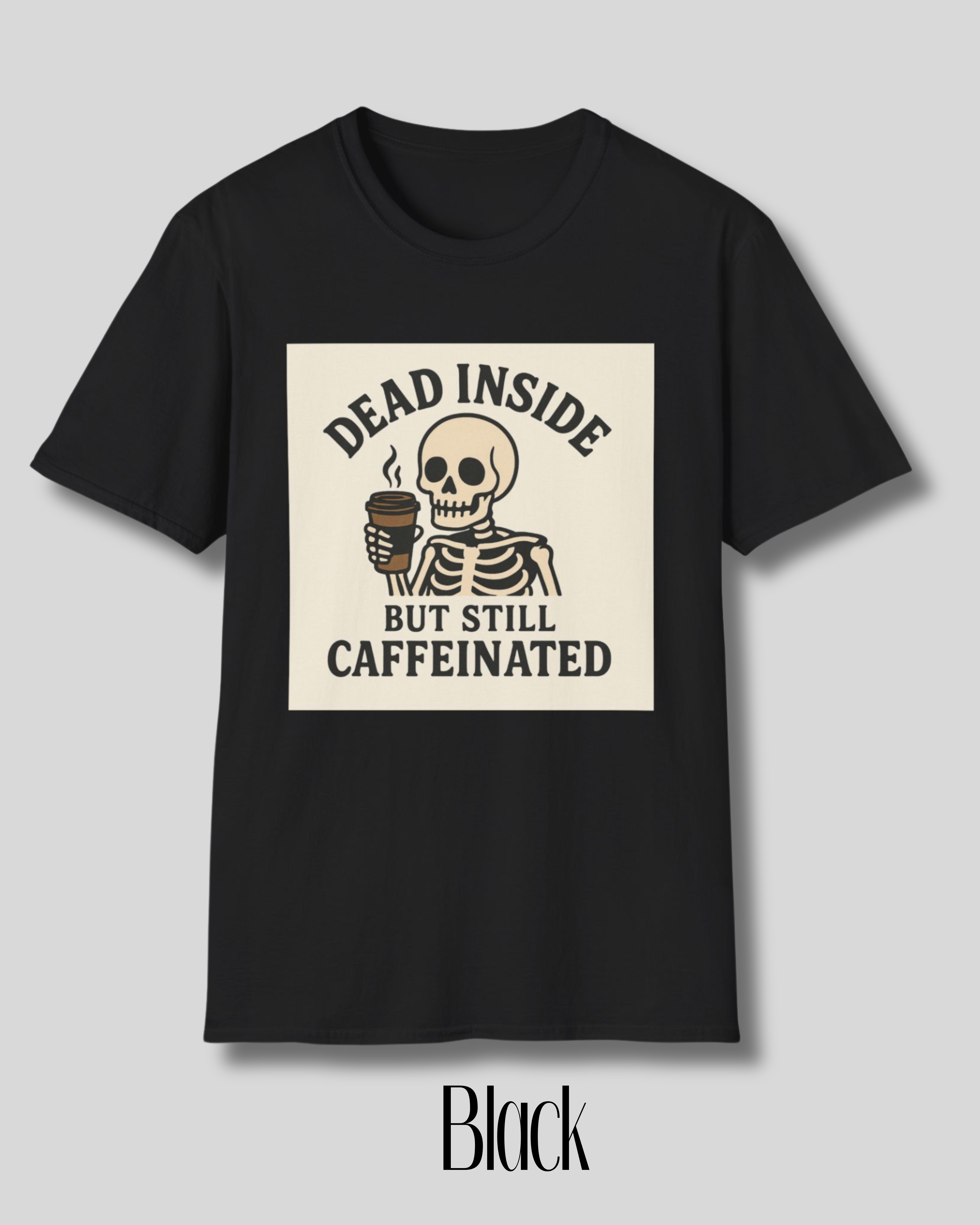 Caffeinated Skeleton Unisex Softstyle T-Shirt - Perfect for Coffee Lovers