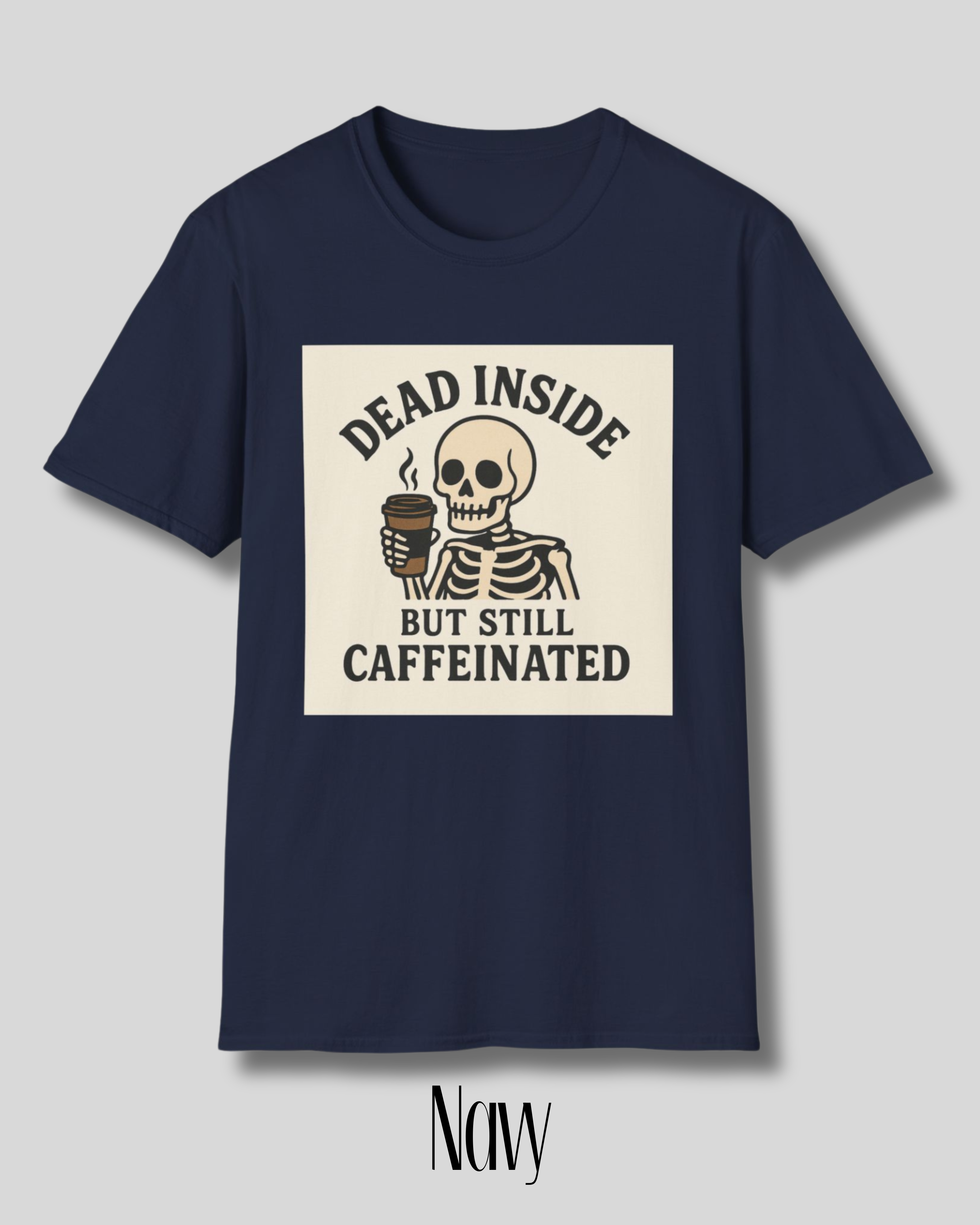 Caffeinated Skeleton Unisex Softstyle T-Shirt - Perfect for Coffee Lovers