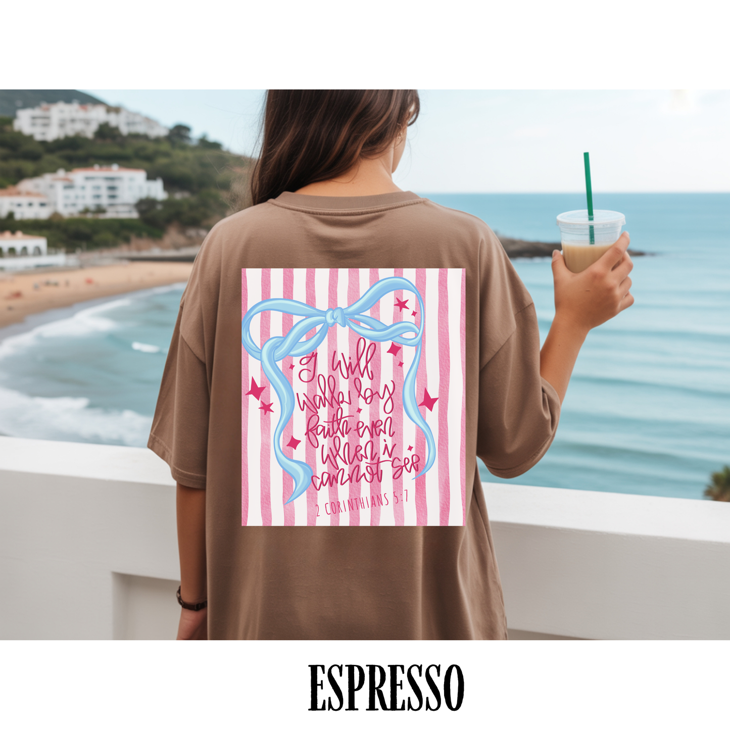 I Will Keep Walking By Faith Ribbon Graphic T-Shirt