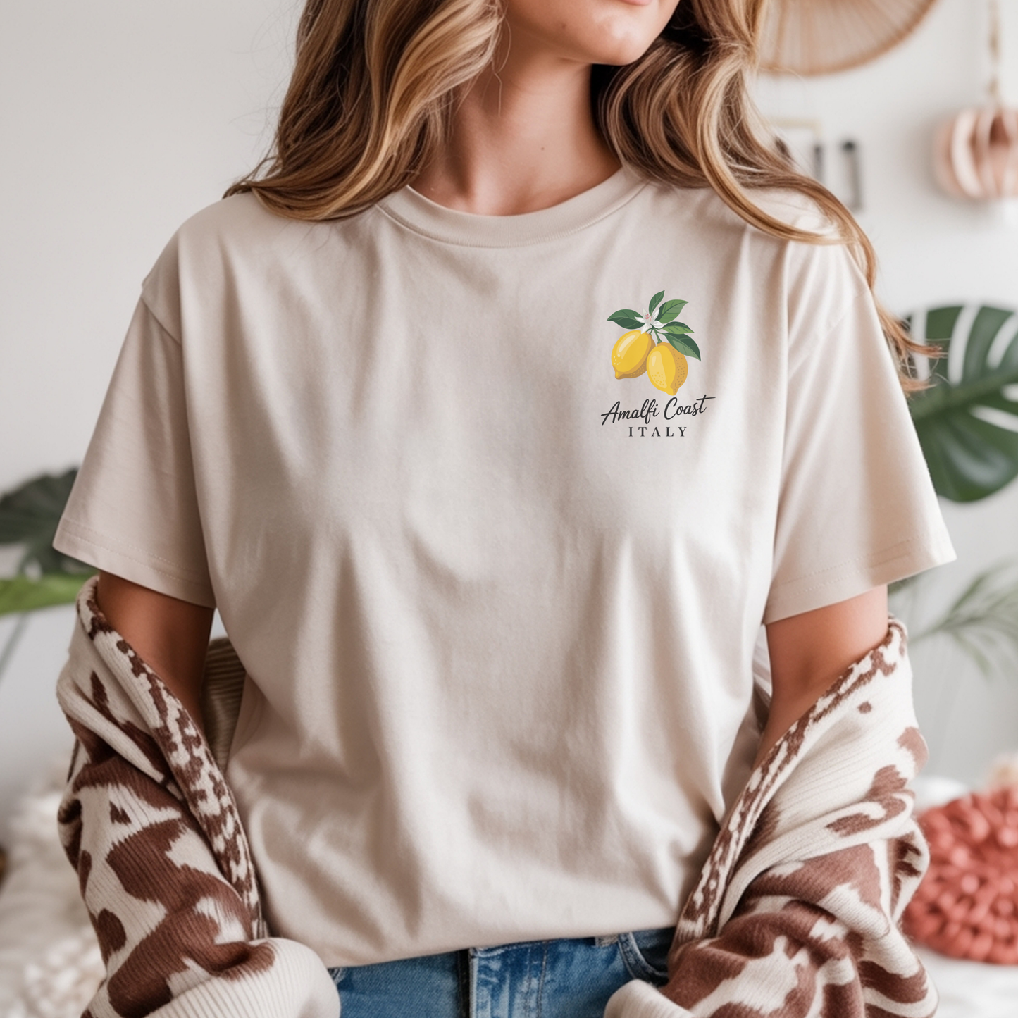 Amalfi Coast Lemon Capri Postcard T-Shirt, Front and Back Design, Comfort Colors 1717, sizes S-4X