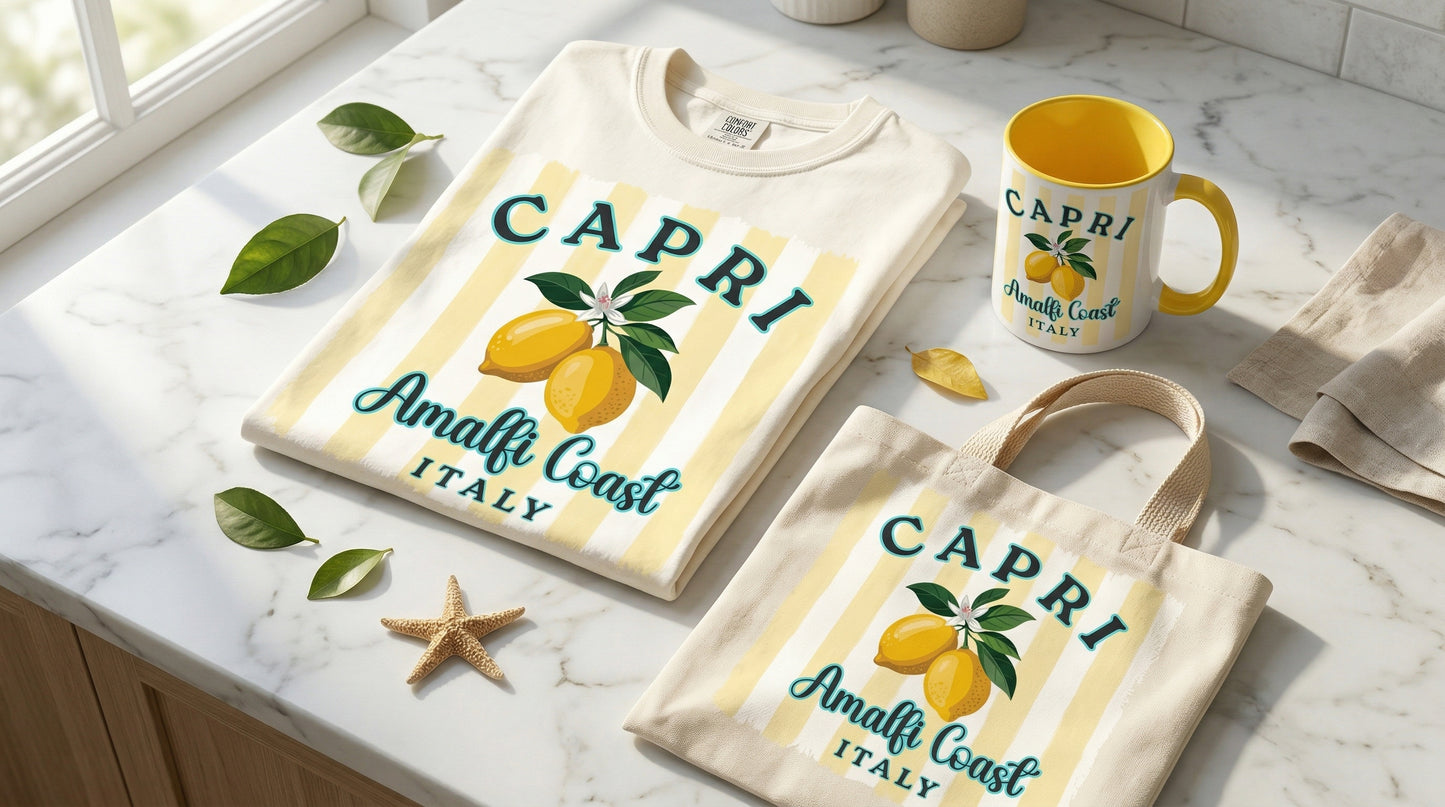 Capri Lemon Shirt, Amalfi Coast Italy Tee, Italian Summer Aesthetic Shirt, Lemon Graphic Tee, Vacation Outfit, Coastal European Style