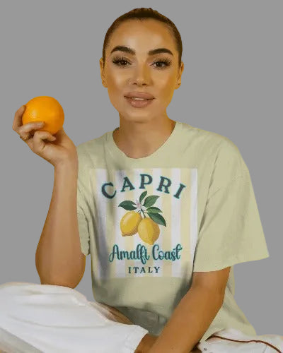 Capri Lemon Shirt, Amalfi Coast Italy Tee, Italian Summer Aesthetic Shirt, Lemon Graphic Tee, Vacation Outfit, Coastal European Style
