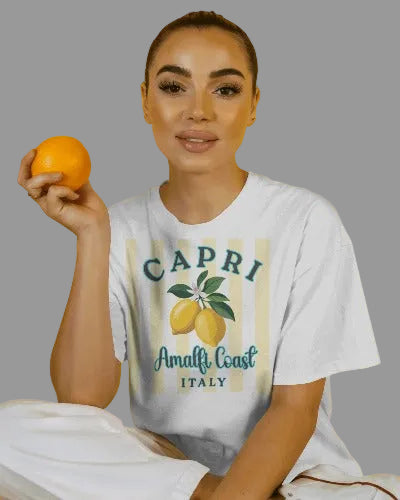 Capri Lemon Shirt, Amalfi Coast Italy Tee, Italian Summer Aesthetic Shirt, Lemon Graphic Tee, Vacation Outfit, Coastal European Style