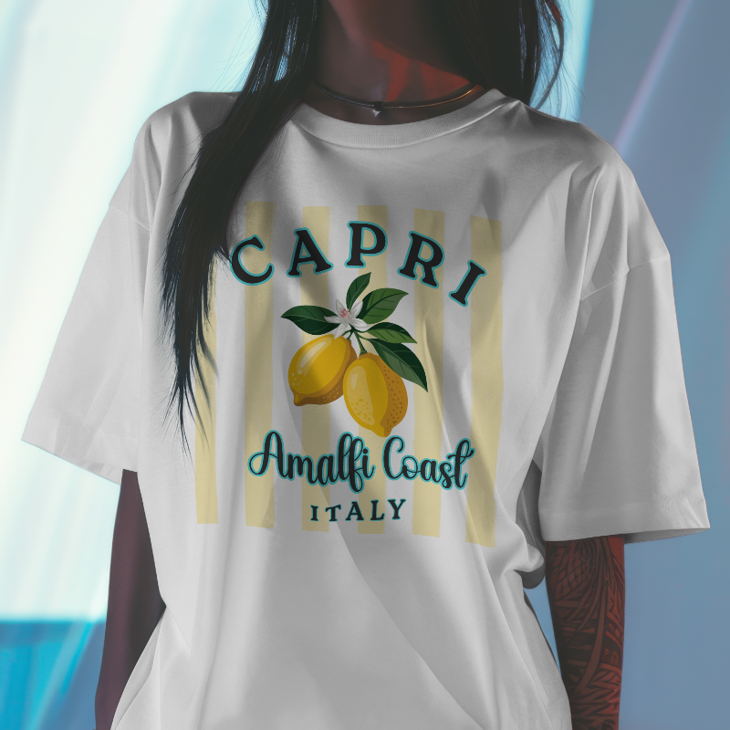 Capri Lemon Shirt, Amalfi Coast Italy Tee, Italian Summer Aesthetic Shirt, Lemon Graphic Tee, Vacation Outfit, Coastal European Style