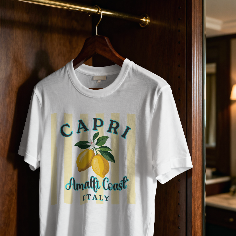 Capri Lemon Shirt, Amalfi Coast Italy Tee, Italian Summer Aesthetic Shirt, Lemon Graphic Tee, Vacation Outfit, Coastal European Style