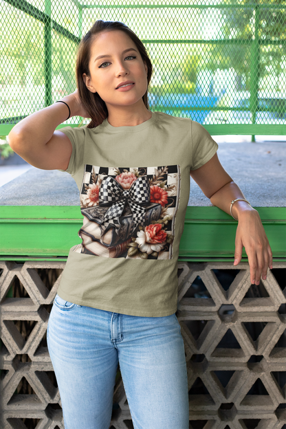 Checkered Bow Books Shirt | Floral Book Lover Tee | Cottagecore Reading Shirt | Gift for Readers | Bookish Graphic Tee | Dark Academia Shirt