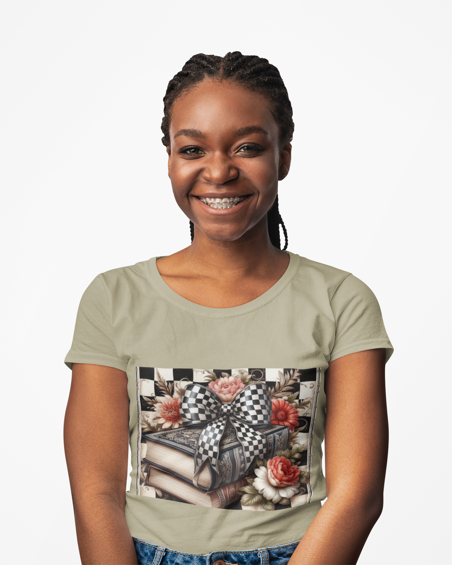 Checkered Bow Books Shirt | Floral Book Lover Tee | Cottagecore Reading Shirt | Gift for Readers | Bookish Graphic Tee | Dark Academia Shirt