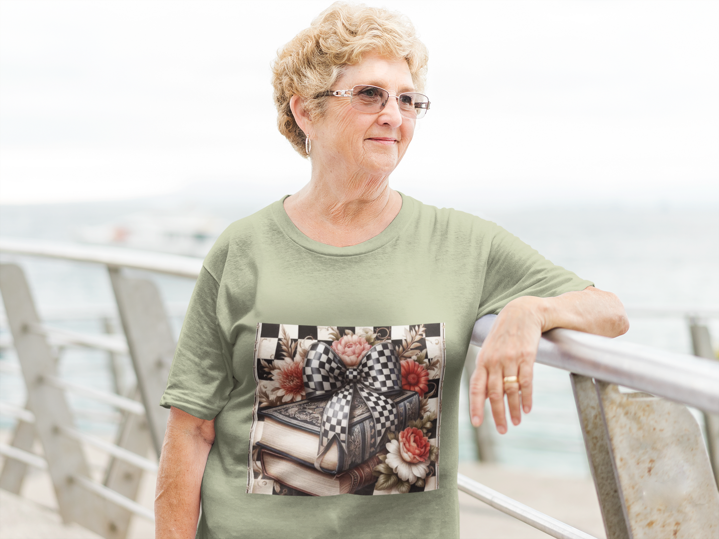 Checkered Bow Books Shirt | Floral Book Lover Tee | Cottagecore Reading Shirt | Gift for Readers | Bookish Graphic Tee | Dark Academia Shirt
