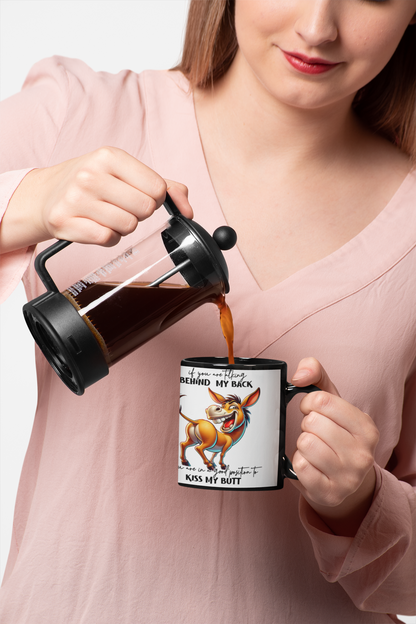 Funny Donkey 'Kiss My Butt' Accent Coffee Mug (11/15oz)