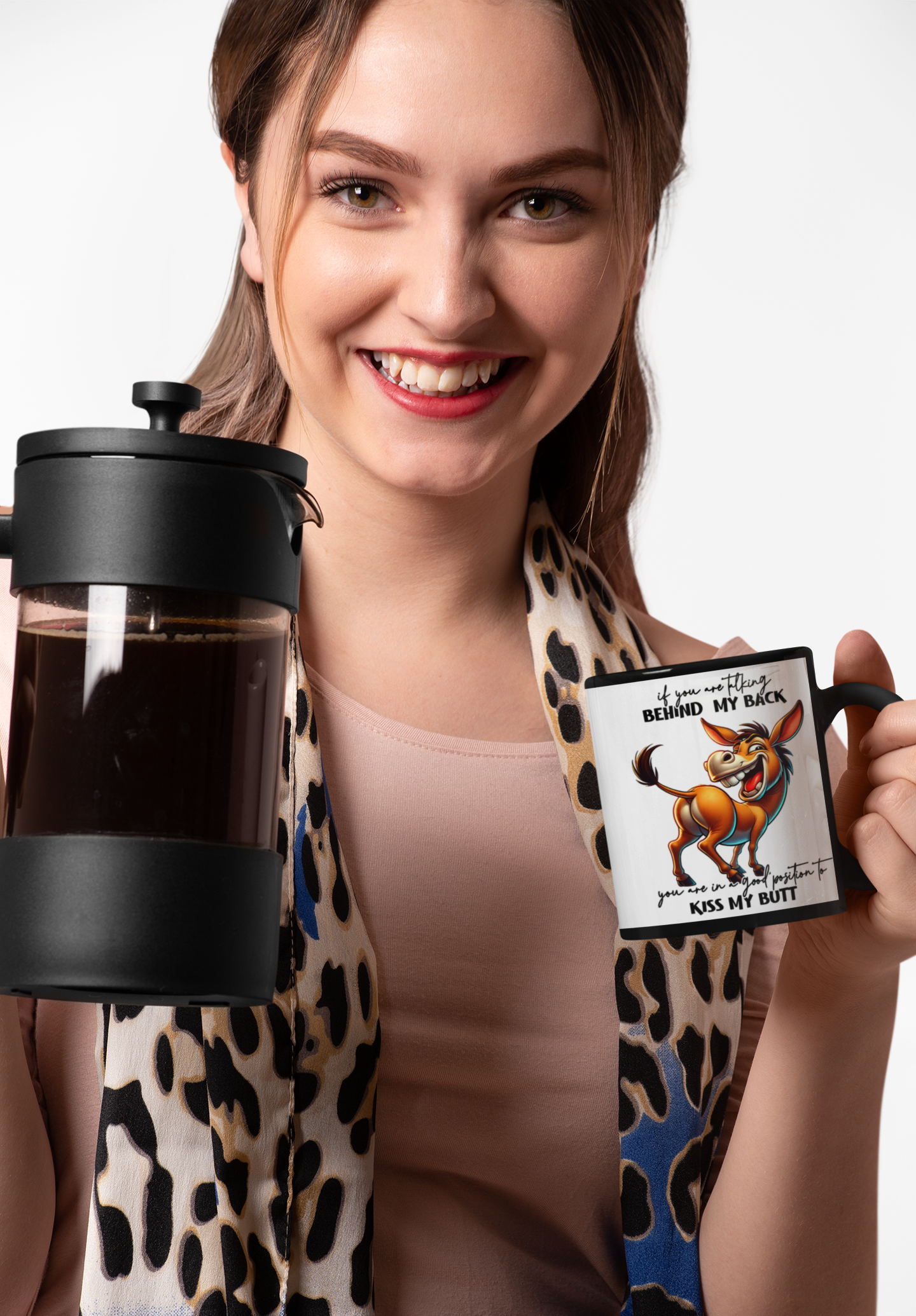 Funny Donkey 'Kiss My Butt' Accent Coffee Mug (11/15oz)