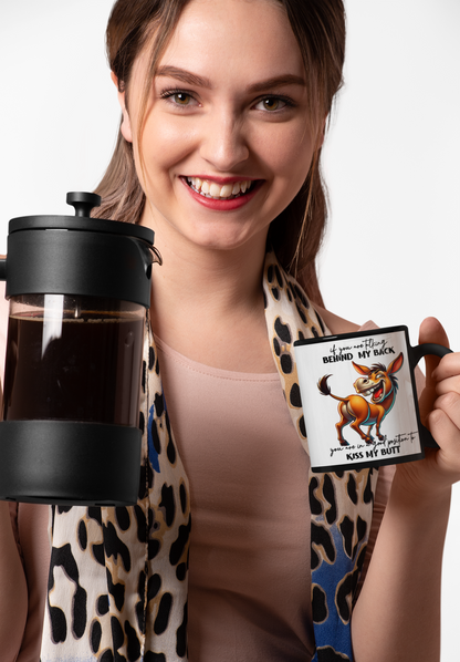 Funny Donkey 'Kiss My Butt' Accent Coffee Mug (11/15oz)