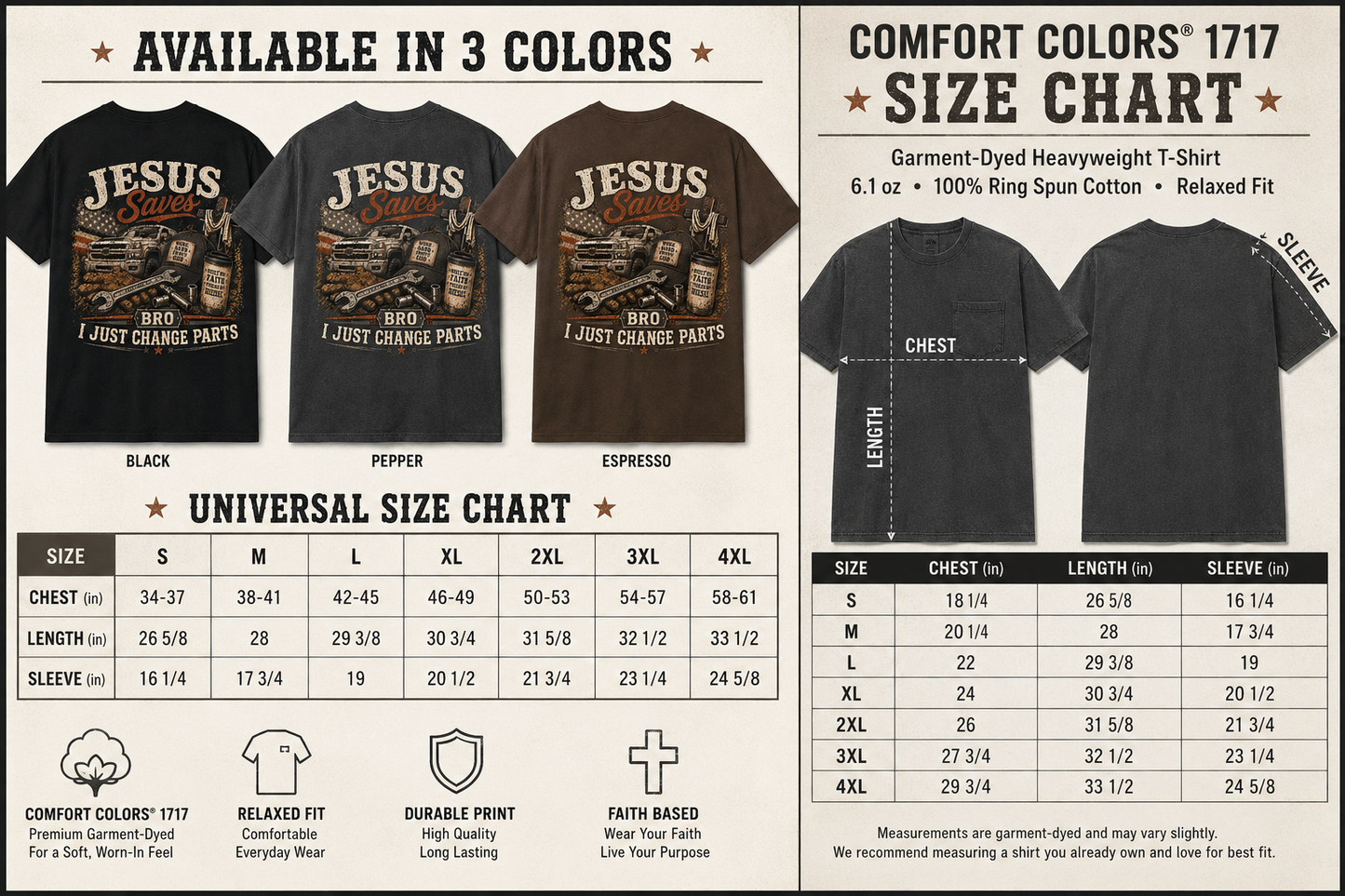 Jesus Saves Bro I Just Change Parts Shirt | Christian Mechanic Shirt | Blue Collar Faith Tee | Comfort Colors 1717 Graphic Tee