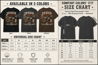 Jesus Saves Bro I Just Change Parts Shirt | Christian Mechanic Shirt | Blue Collar Faith Tee | Comfort Colors 1717 Graphic Tee