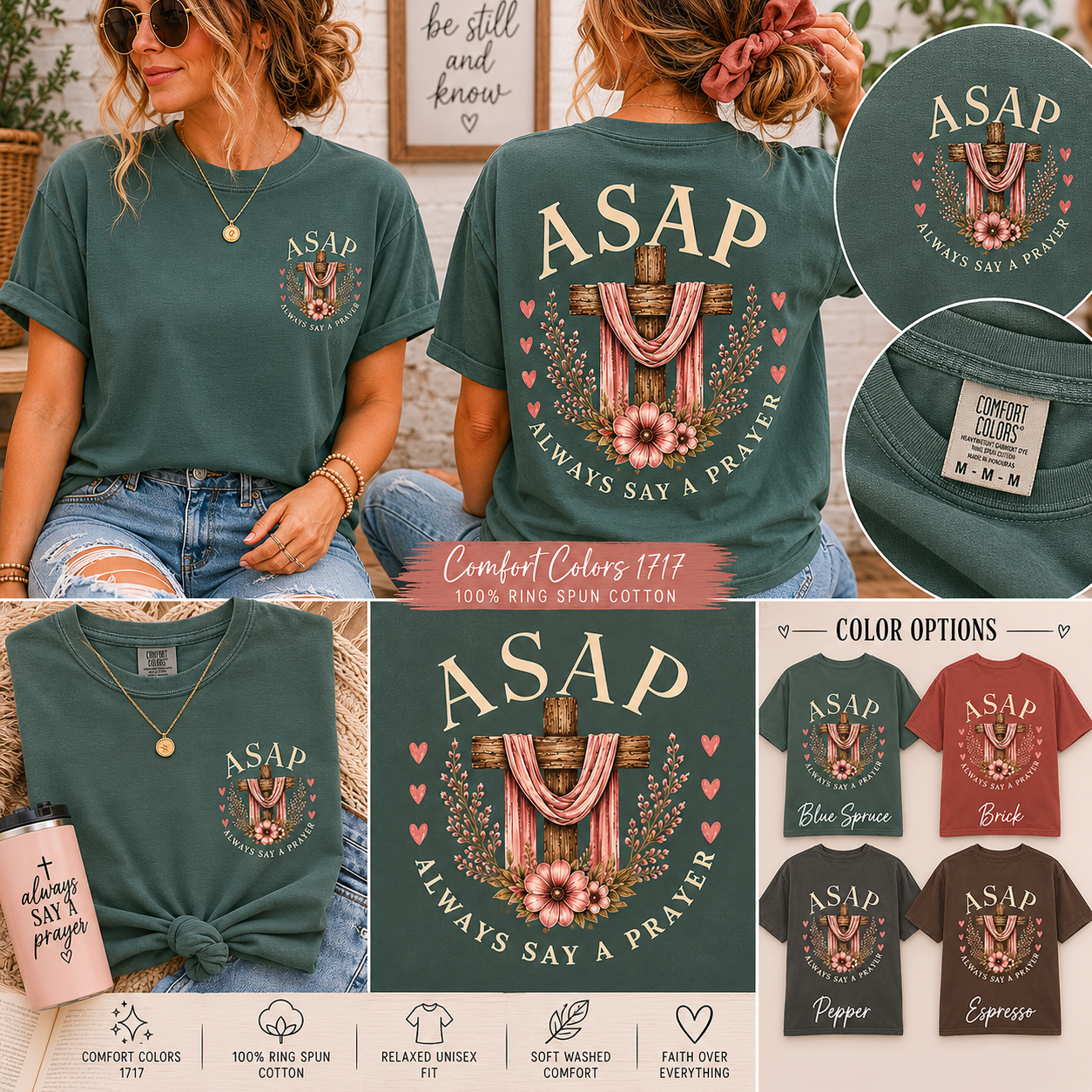 ASAP "Always Say A Prayer" T-Shirt — Christian Cross Graphic Tee