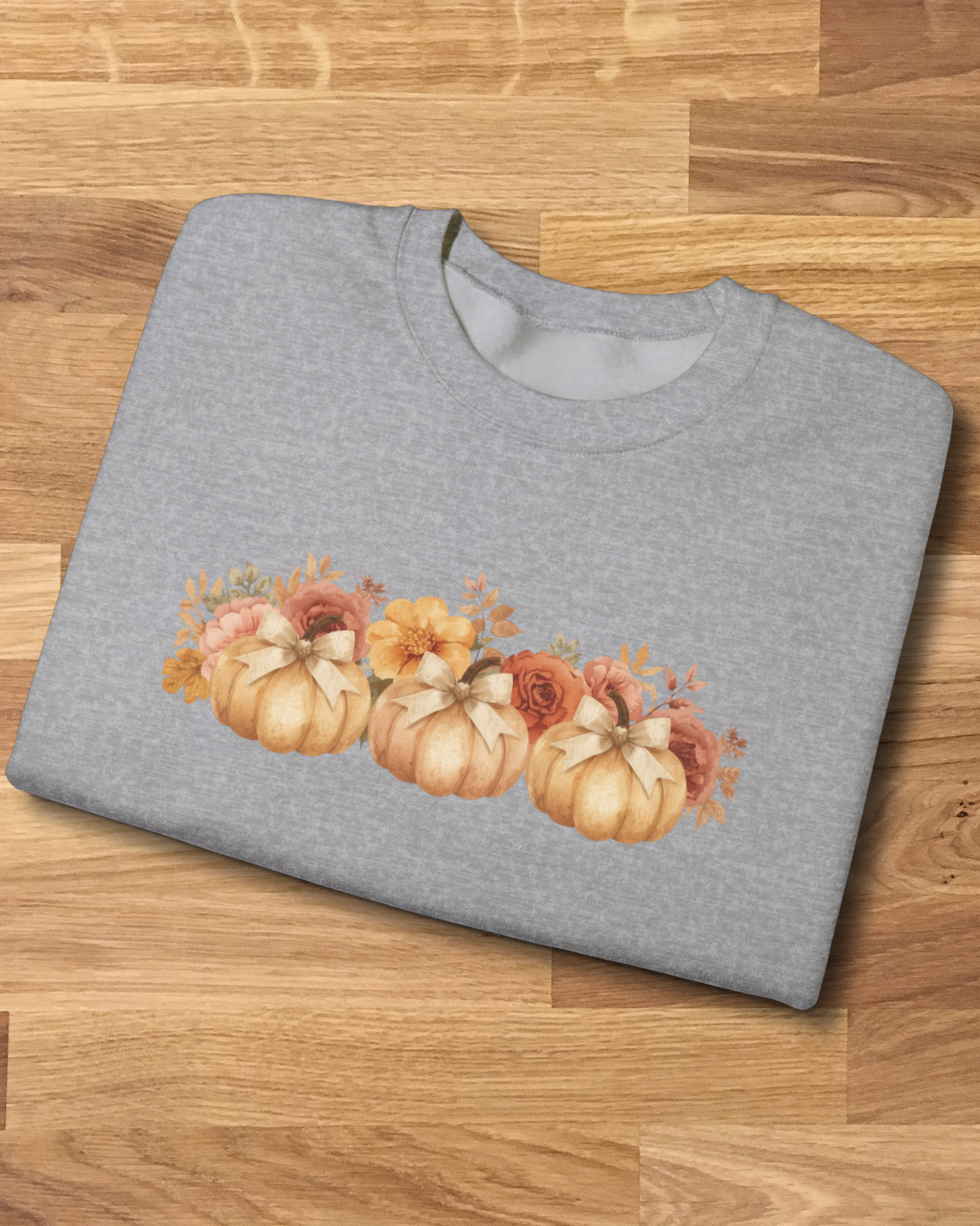 Pumpkin Floral Sweatshirt | Cozy Fall Crewneck | Autumn Gift, Thanksgiving Apparel, Casual Sweater, Harvest Decor, Seasonal Fashion