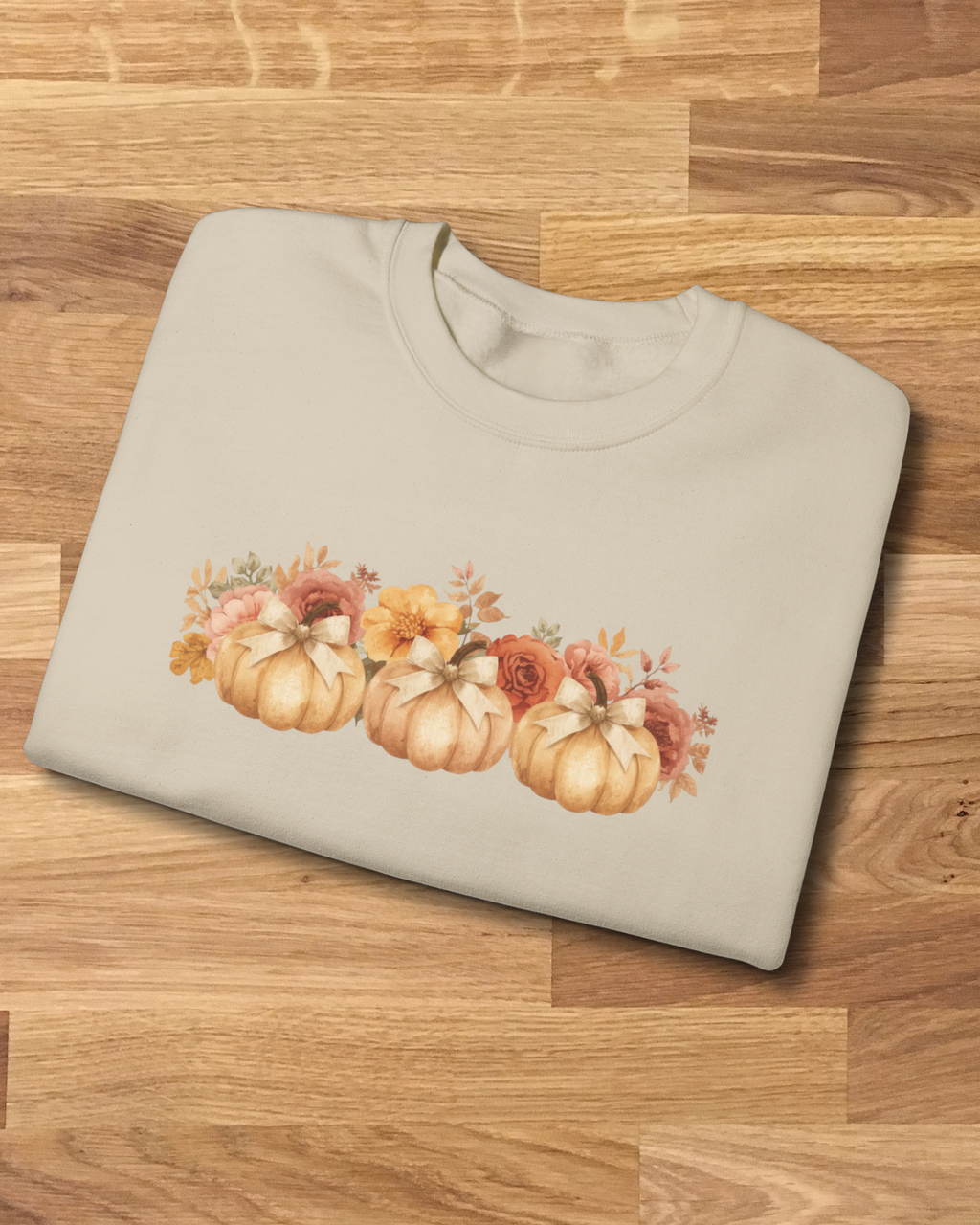 Pumpkin Floral Sweatshirt | Cozy Fall Crewneck | Autumn Gift, Thanksgiving Apparel, Casual Sweater, Harvest Decor, Seasonal Fashion
