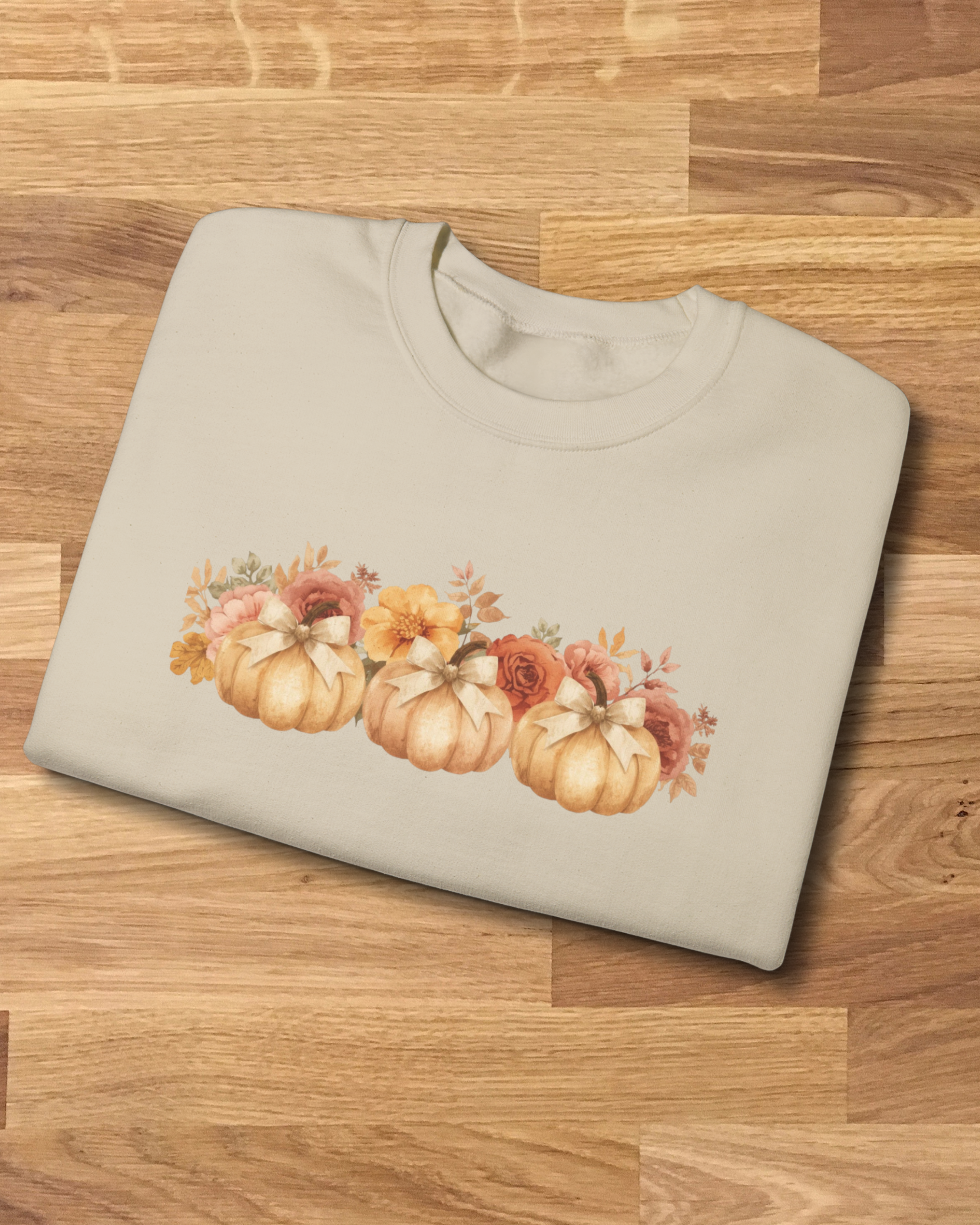 Pumpkin Floral Sweatshirt | Cozy Fall Crewneck | Autumn Gift, Thanksgiving Apparel, Casual Sweater, Harvest Decor, Seasonal Fashion