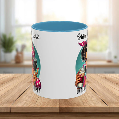 Retro Pin-Up “Shhh… Don’t Talk Until My Cup Is Empty” Funny Ceramic Coffee Mug