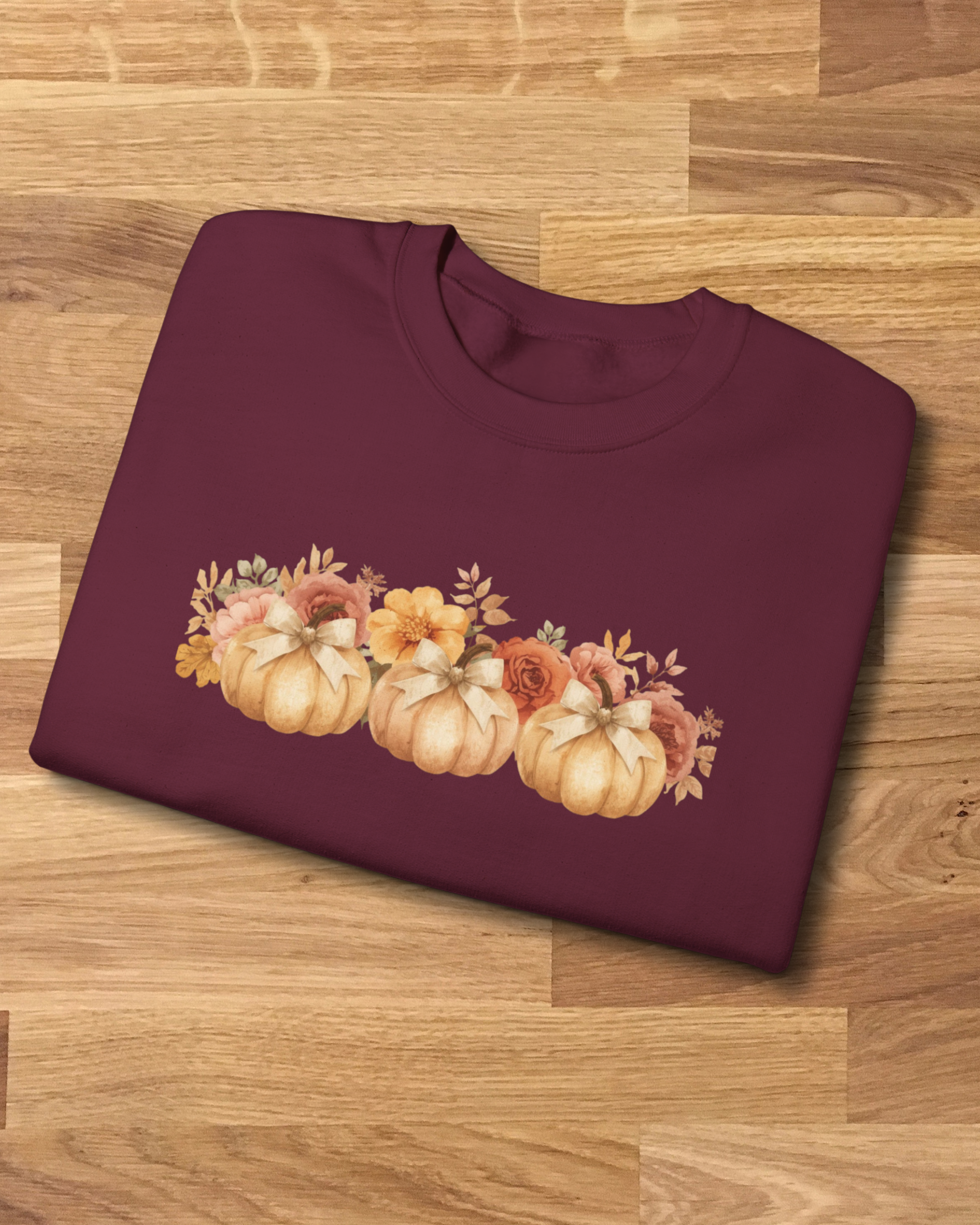 Pumpkin Floral Sweatshirt | Cozy Fall Crewneck | Autumn Gift, Thanksgiving Apparel, Casual Sweater, Harvest Decor, Seasonal Fashion