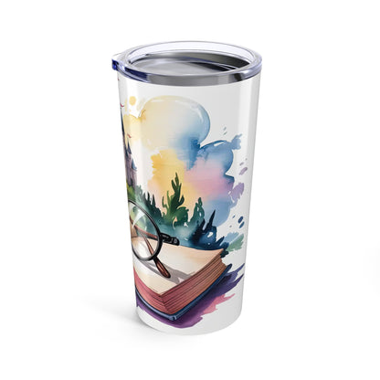 Fantasy Wizard Book Lover Tumbler – 20oz Castle Reading Stainless Steel Travel Cup