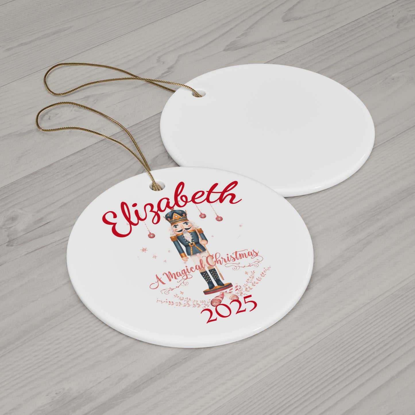 Personalized Nutcracker Christmas Ornament – Custom Name & Year Ceramic Holiday Keepsake