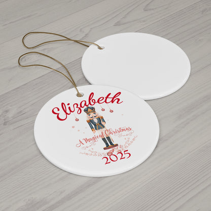 Personalized Nutcracker Christmas Ornament – Custom Name & Year Ceramic Holiday Keepsake