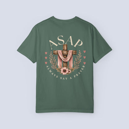 ASAP "Always Say A Prayer" T-Shirt — Christian Cross Graphic Tee