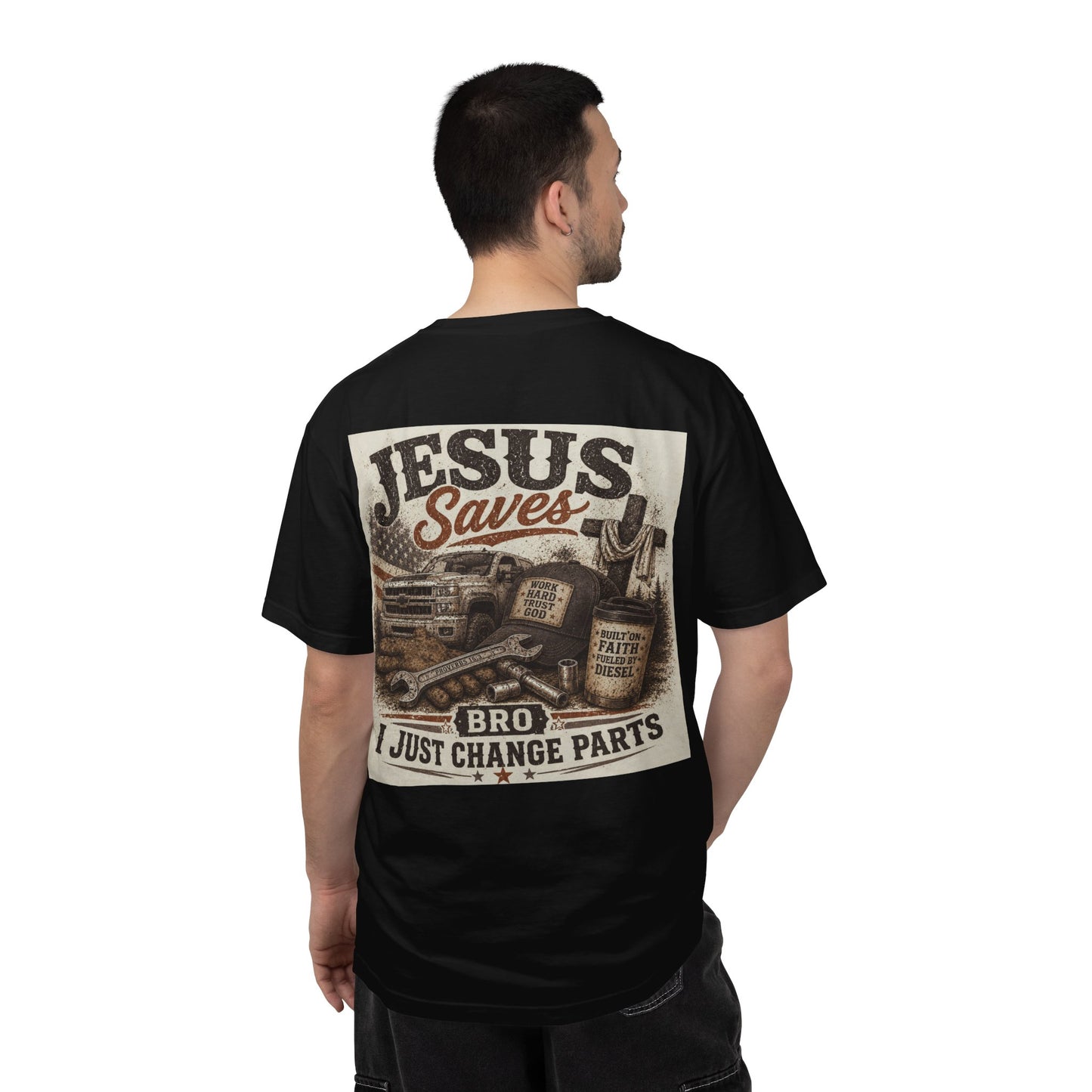 Jesus Saves Bro I Just Change Parts Shirt | Christian Mechanic Shirt | Blue Collar Faith Tee | Comfort Colors 1717 Graphic Tee
