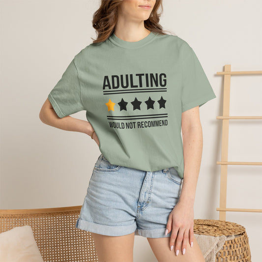 Adulting Would Not Recommend Funny 1-Star Review T-Shirt