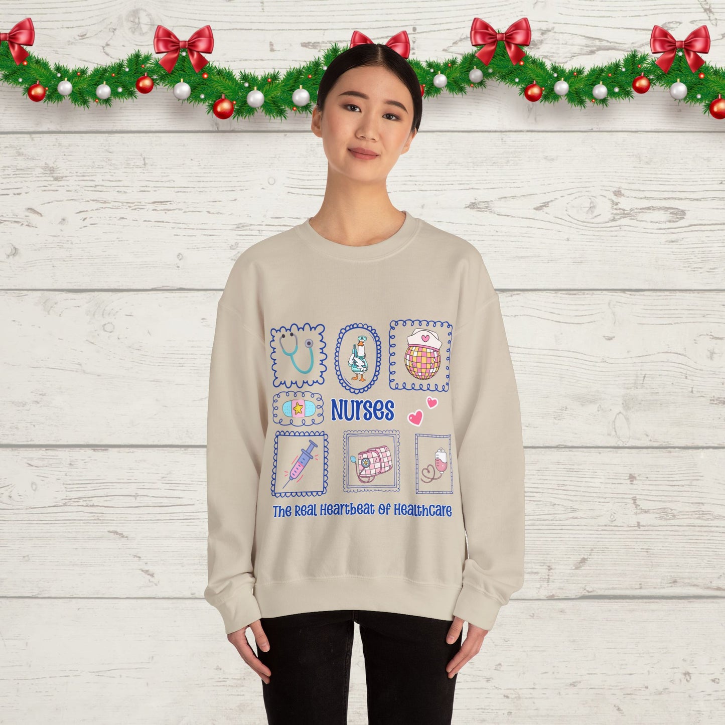 Nurses Heartbeat of Healthcare Sweatshirt – Cute Medical Worker Crewneck, Nurse Appreciation Gift, Healthcare Hero Pullover